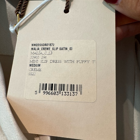 NANUSHKA • Malia Glossy Satin Mini Slip Dress in Creme • - Picture 9 of 9